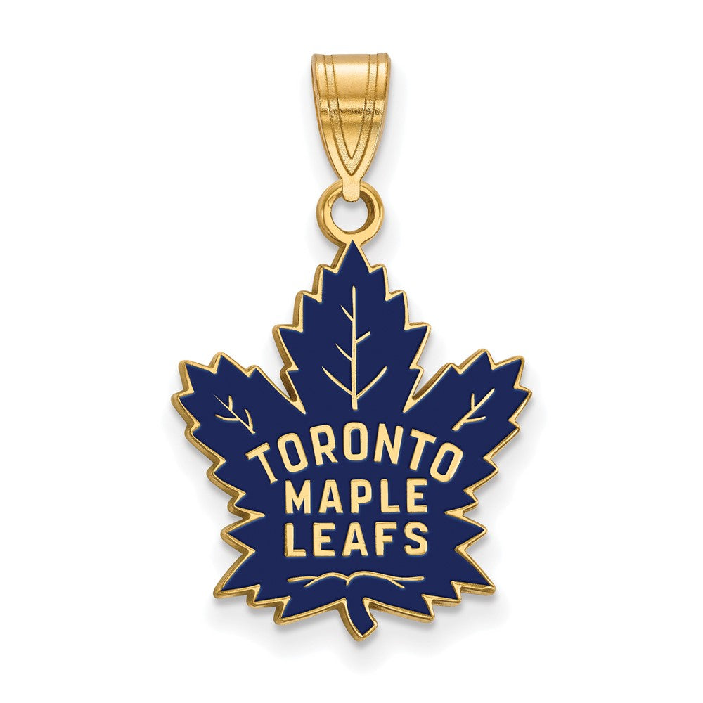 Sterling Silver Gold-plated NHL LogoArt Toronto Maple Leafs Large Enameled Pendant
