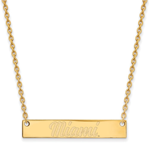10k Gold LogoArt Miami University Ohio Small Bar 18 inch Necklace