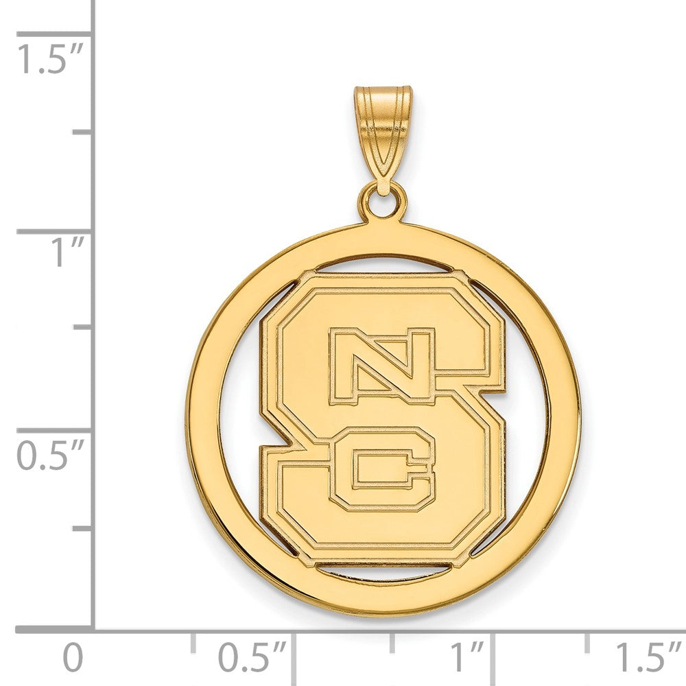Sterling Silver Gold-plated LogoArt North Carolina State University N-C-S Large Circle Pendant