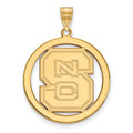 Sterling Silver Gold-plated LogoArt North Carolina State University N-C-S Large Circle Pendant