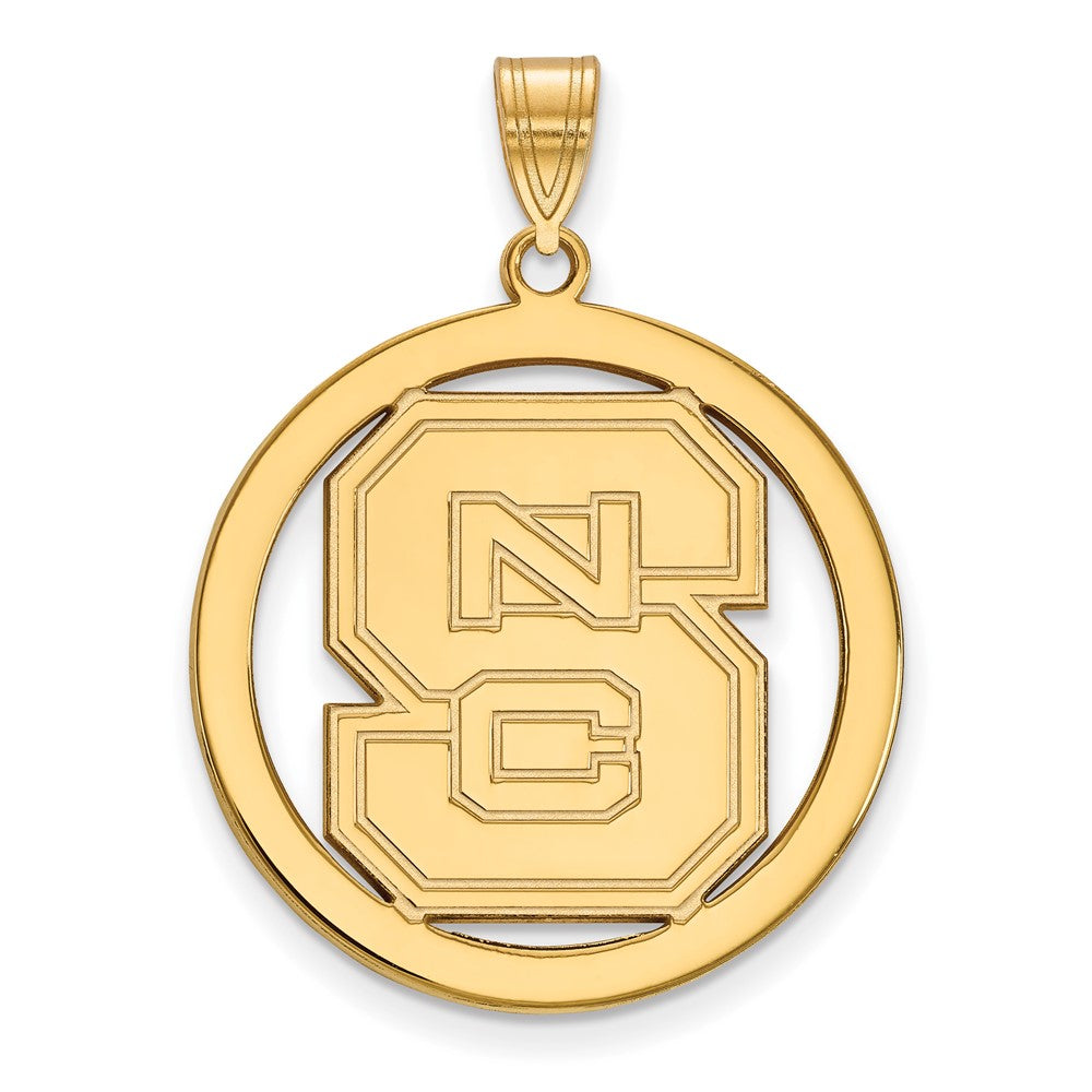 Sterling Silver Gold-plated LogoArt North Carolina State University N-C-S Large Circle Pendant