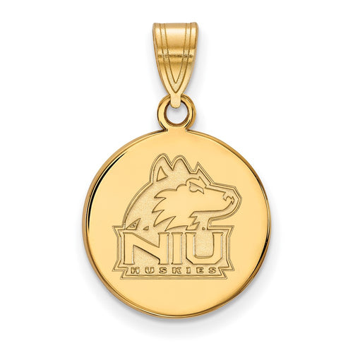 10k Gold LogoArt Northern Illinois University N-I-U Huskies Medium Disc Pendant