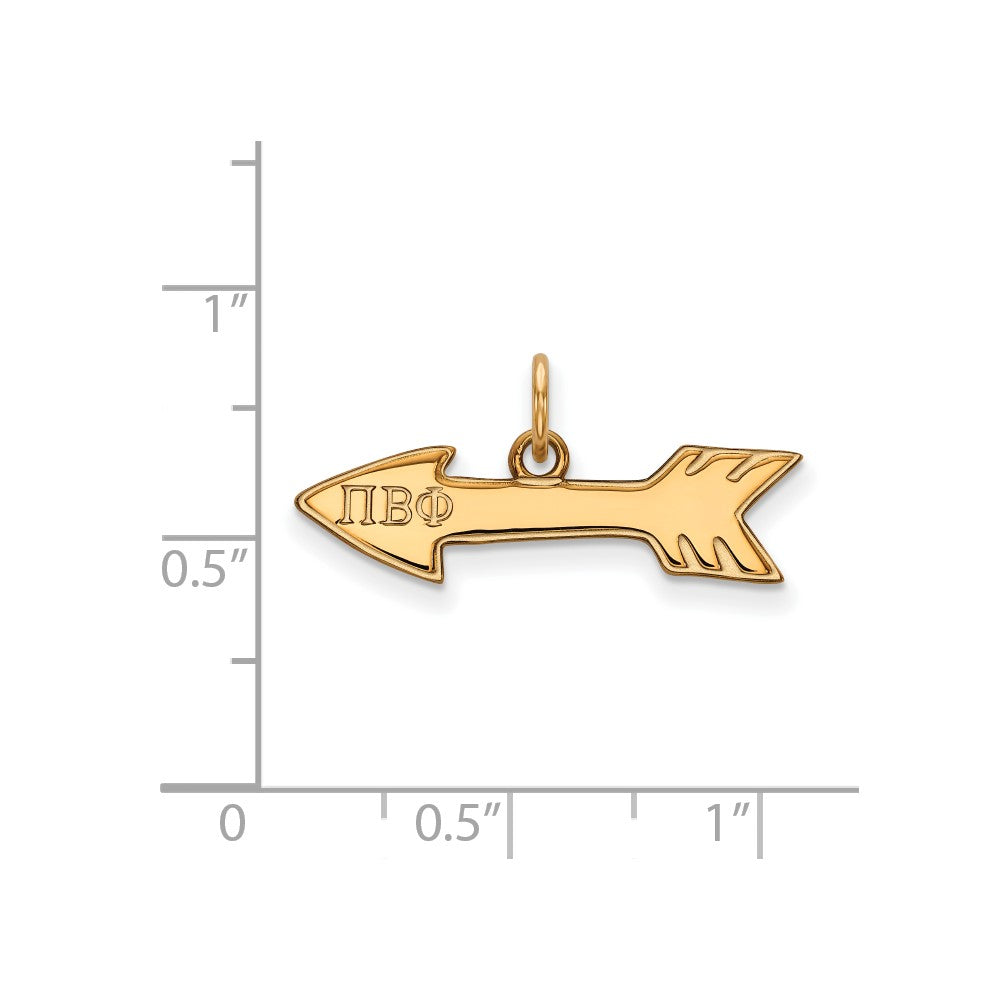 Sterling Silver Gold-plated LogoArt Pi Beta Phi Sorority Symbol Extra Small Pendant