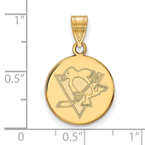 10k Gold NHL LogoArt Pittsburgh Penguins Medium Disc Pendant