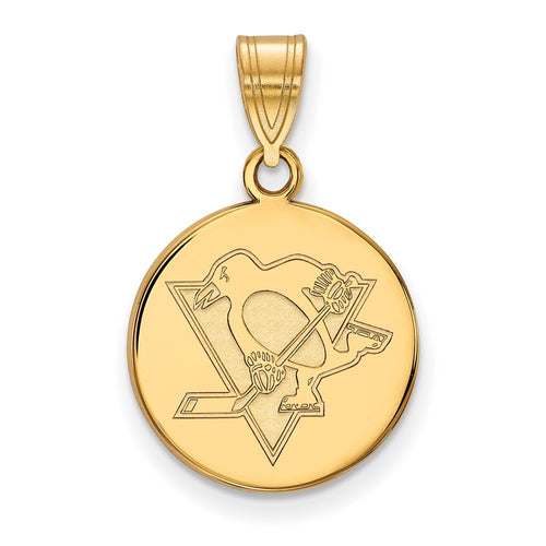10k Gold NHL LogoArt Pittsburgh Penguins Medium Disc Pendant