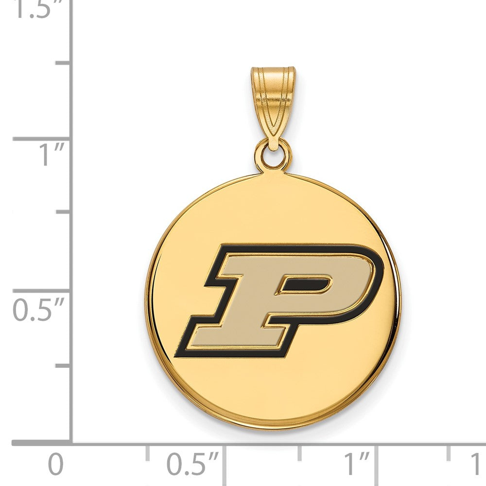 Sterling Silver Gold-plated LogoArt Purdue University Letter P Large Enameled Disc Pendant
