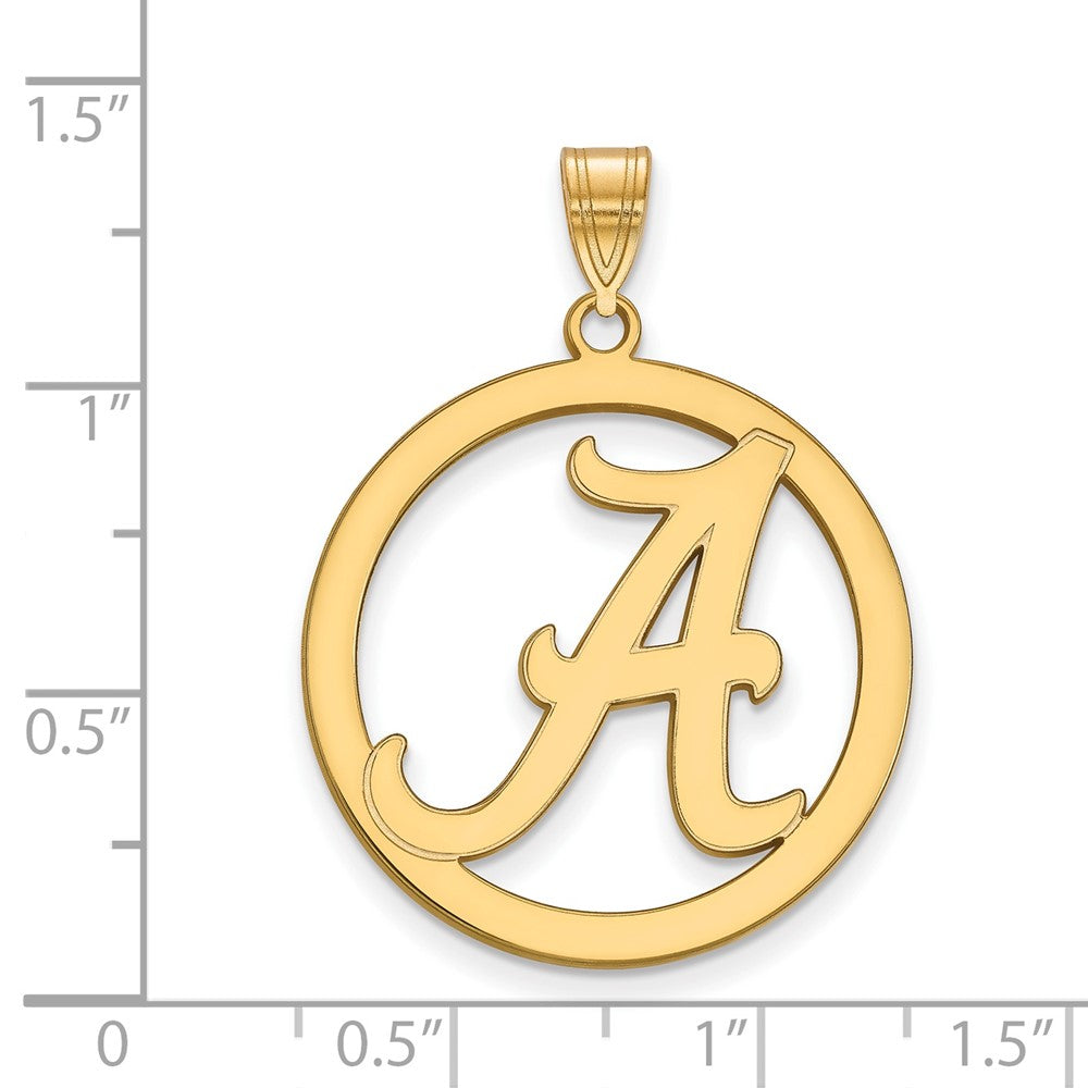 Sterling Silver Gold-plated LogoArt University of Alabama Extra Large Letter A Circle Pendant