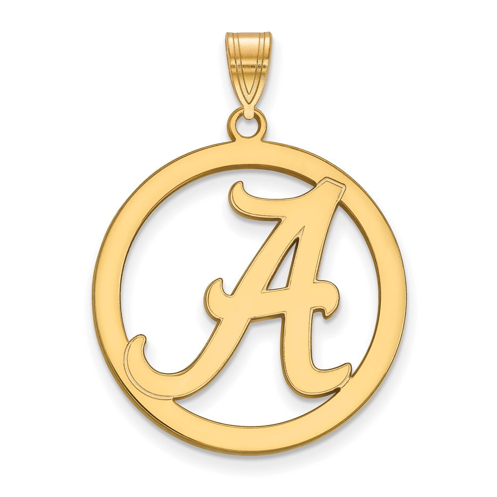 Sterling Silver Gold-plated LogoArt University of Alabama Extra Large Letter A Circle Pendant