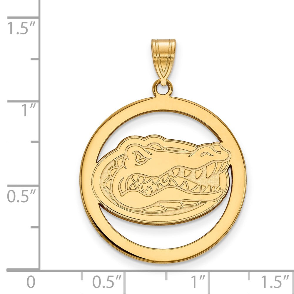 Sterling Silver Gold-plated LogoArt University of Florida Gator Extra Large Circle Pendant