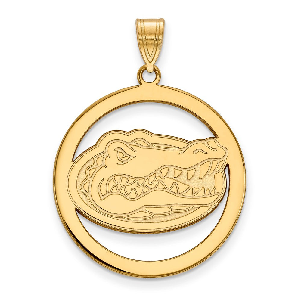 Sterling Silver Gold-plated LogoArt University of Florida Gator Extra Large Circle Pendant