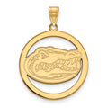 Sterling Silver Gold-plated LogoArt University of Florida Gator Extra Large Circle Pendant