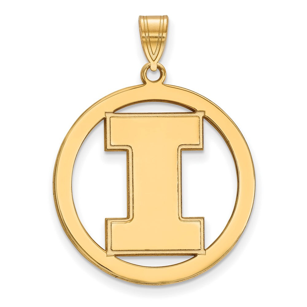 Sterling Silver Gold-plated LogoArt University of Illinois Letter I Extra Large Circle Pendant