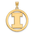 Sterling Silver Gold-plated LogoArt University of Illinois Letter I Extra Large Circle Pendant