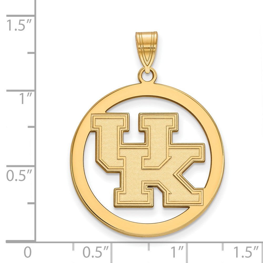 Sterling Silver Gold-plated LogoArt University of Kentucky U-K Large Circle Pendant