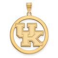 Sterling Silver Gold-plated LogoArt University of Kentucky U-K Large Circle Pendant