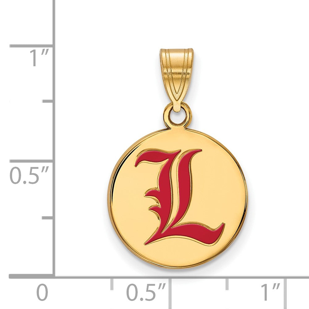 Sterling Silver Gold-plated LogoArt University of Louisville Letter L Medium Enameled Disc Pendant