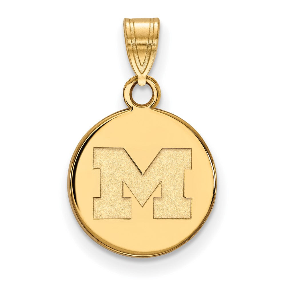 14k Gold LogoArt University of Michigan Letter M Small Disc Pendant