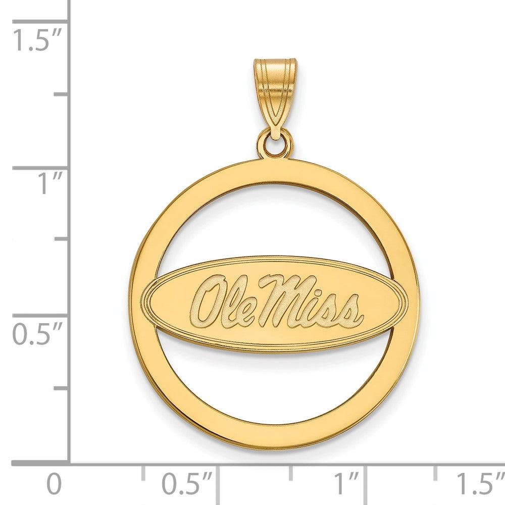 Sterling Silver Gold-plated LogoArt University of Mississippi Ole Miss Extra Large Circle Pendant