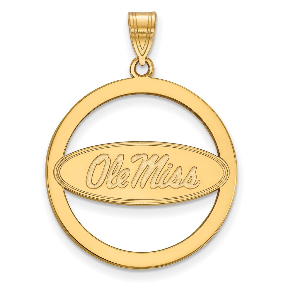 Sterling Silver Gold-plated LogoArt University of Mississippi Ole Miss Extra Large Circle Pendant