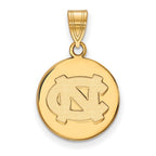 Sterling Silver Gold-plated LogoArt University of North Carolina N-C Medium Disc Pendant