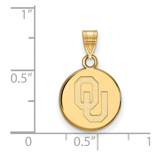 10k Gold LogoArt University of Oklahoma O-U Small Disc Pendant