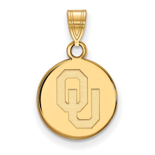 10k Gold LogoArt University of Oklahoma O-U Small Disc Pendant