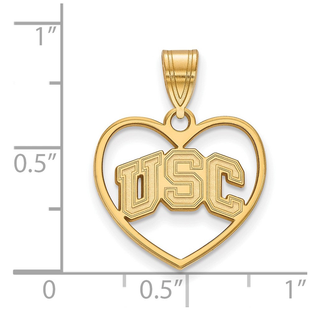 Sterling Silver Gold-plated University of Southern California U-S-C Heart Pendant