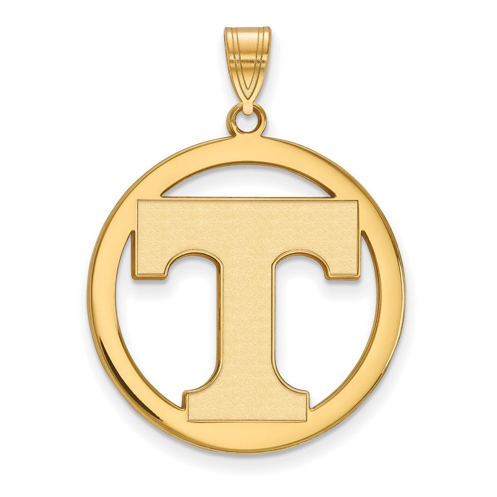 Sterling Silver Gold-plated LogoArt University of Tennessee Letter T Extra Large Circle Pendant