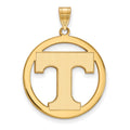 Sterling Silver Gold-plated LogoArt University of Tennessee Letter T Extra Large Circle Pendant