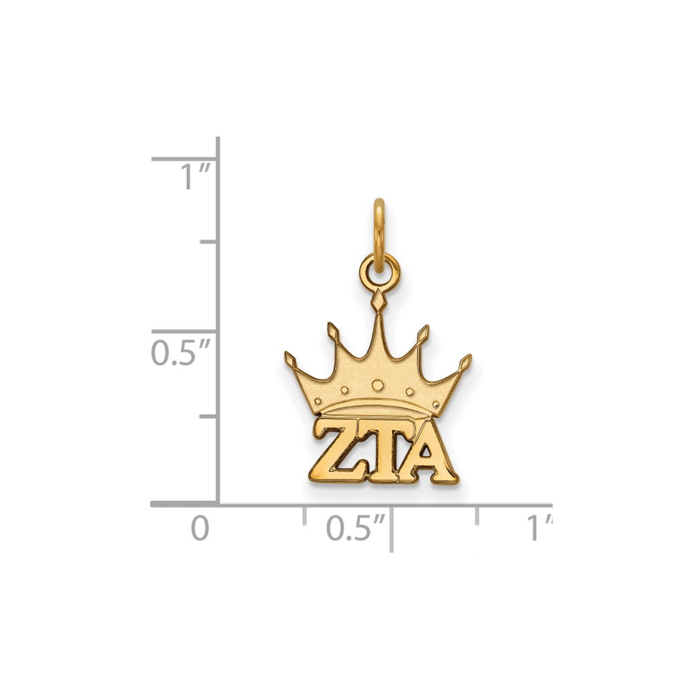 Sterling Silver Gold-plated LogoArt Zeta Tau Alpha Sorority Symbol Extra Small Pendant
