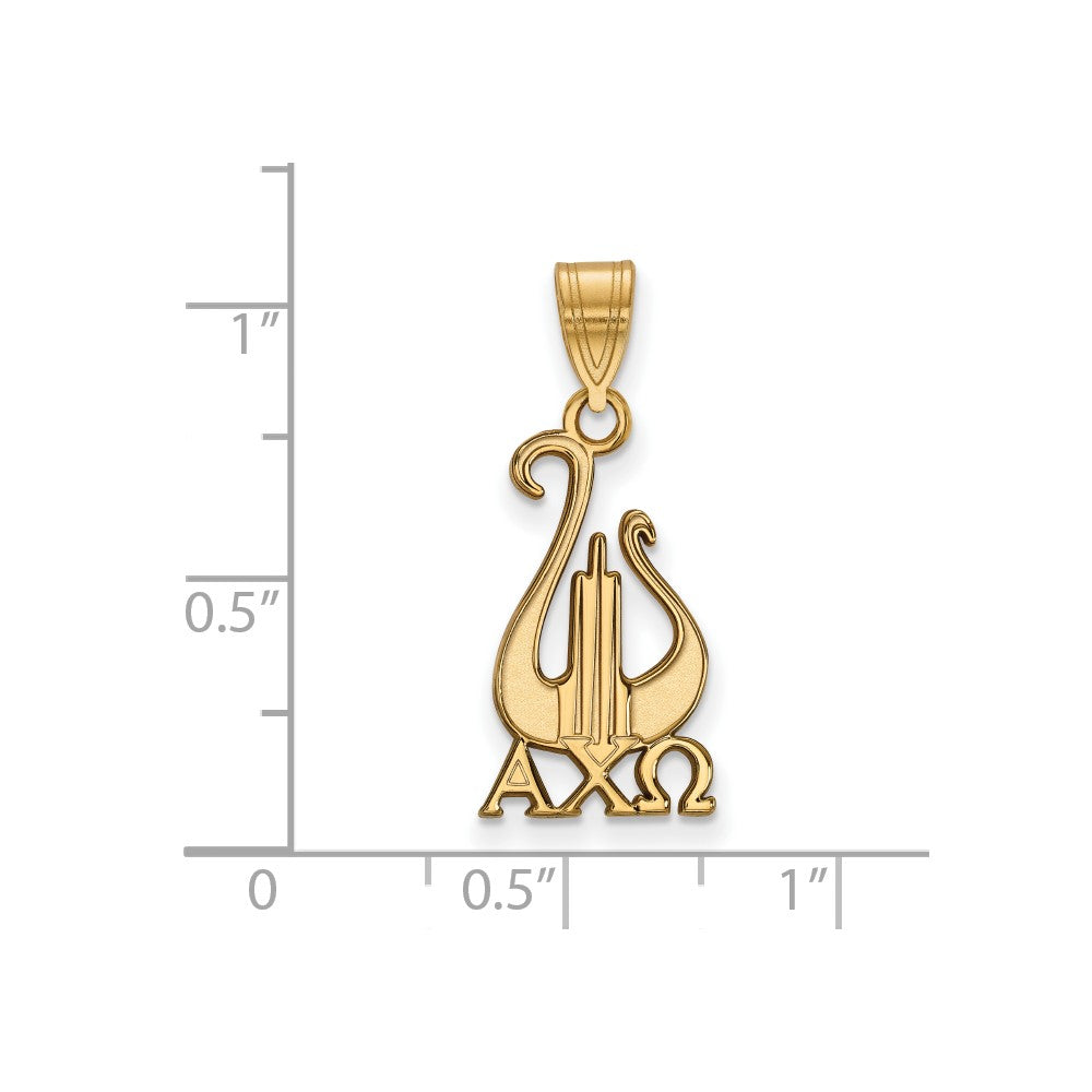 Sterling Silver Gold-plated LogoArt Alpha Chi Omega Sorority Symbol Medium Pendant