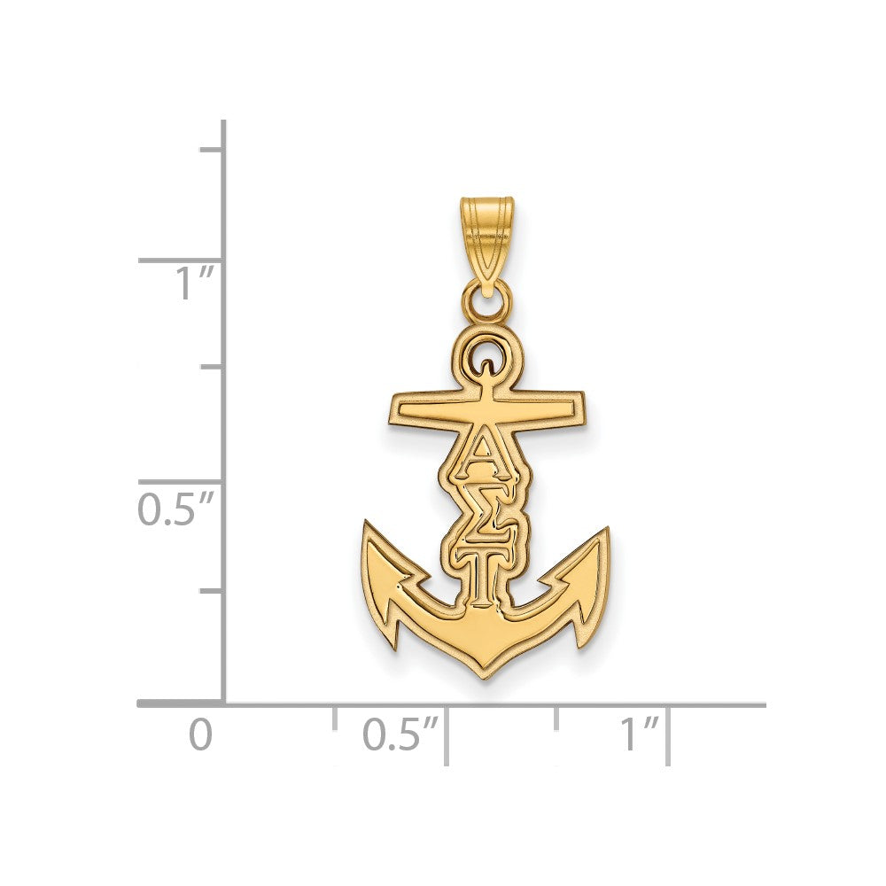 Sterling Silver Gold-plated LogoArt Alpha Sigma Tau Sorority Symbol Small Pendant