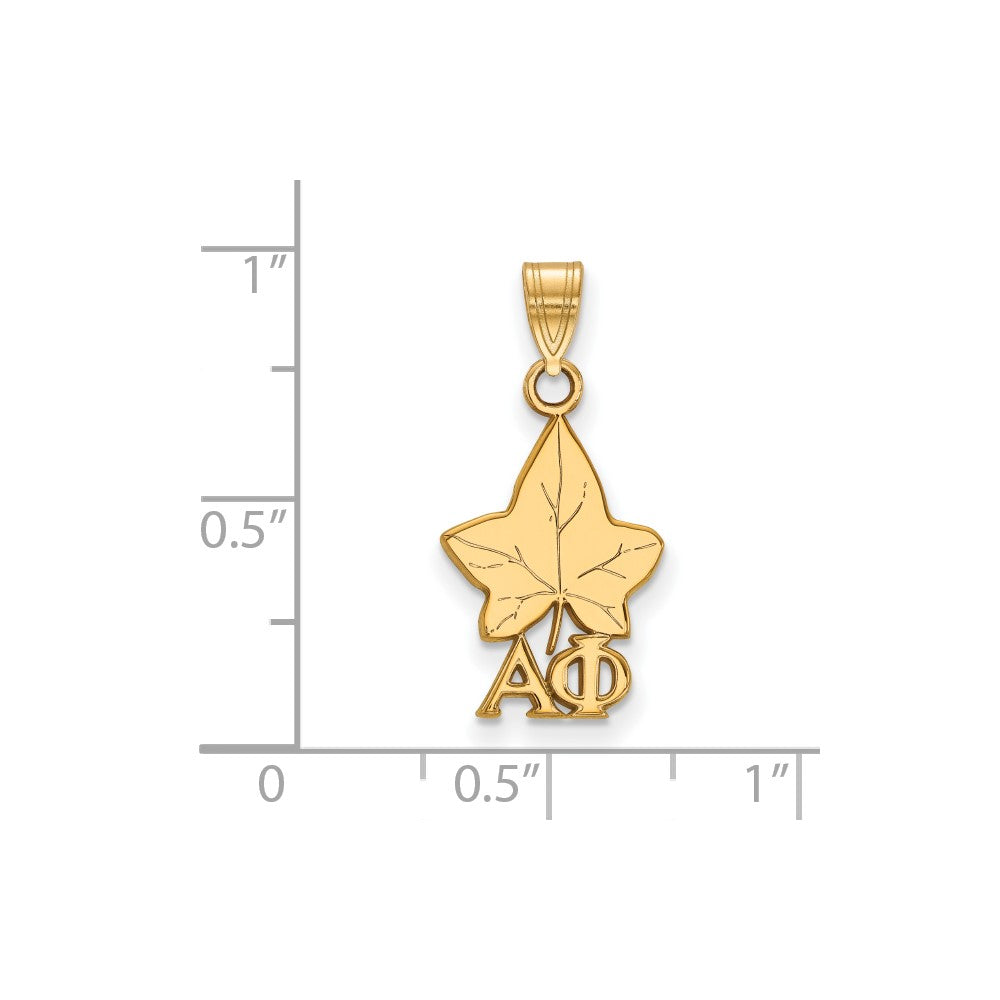 Sterling Silver Gold-plated LogoArt Alpha Phi Sorority Symbol Small Pendant