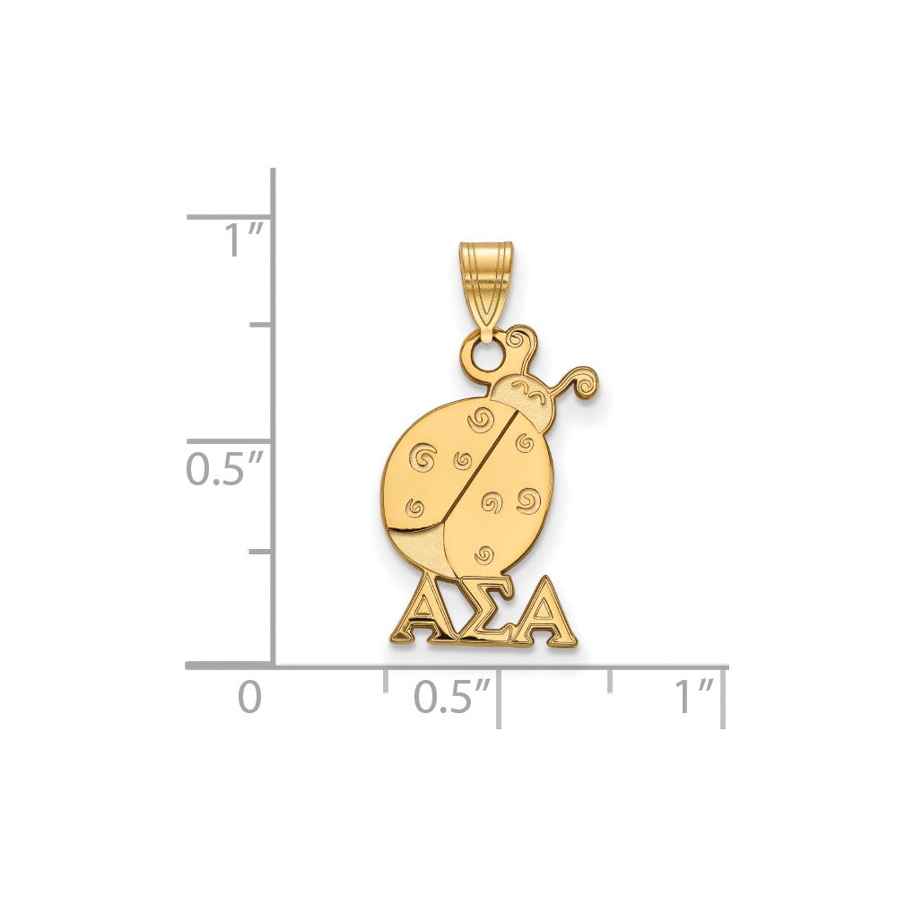 Sterling Silver Gold-plated LogoArt Alpha Sigma Alpha Sorority Symbol Small Pendant