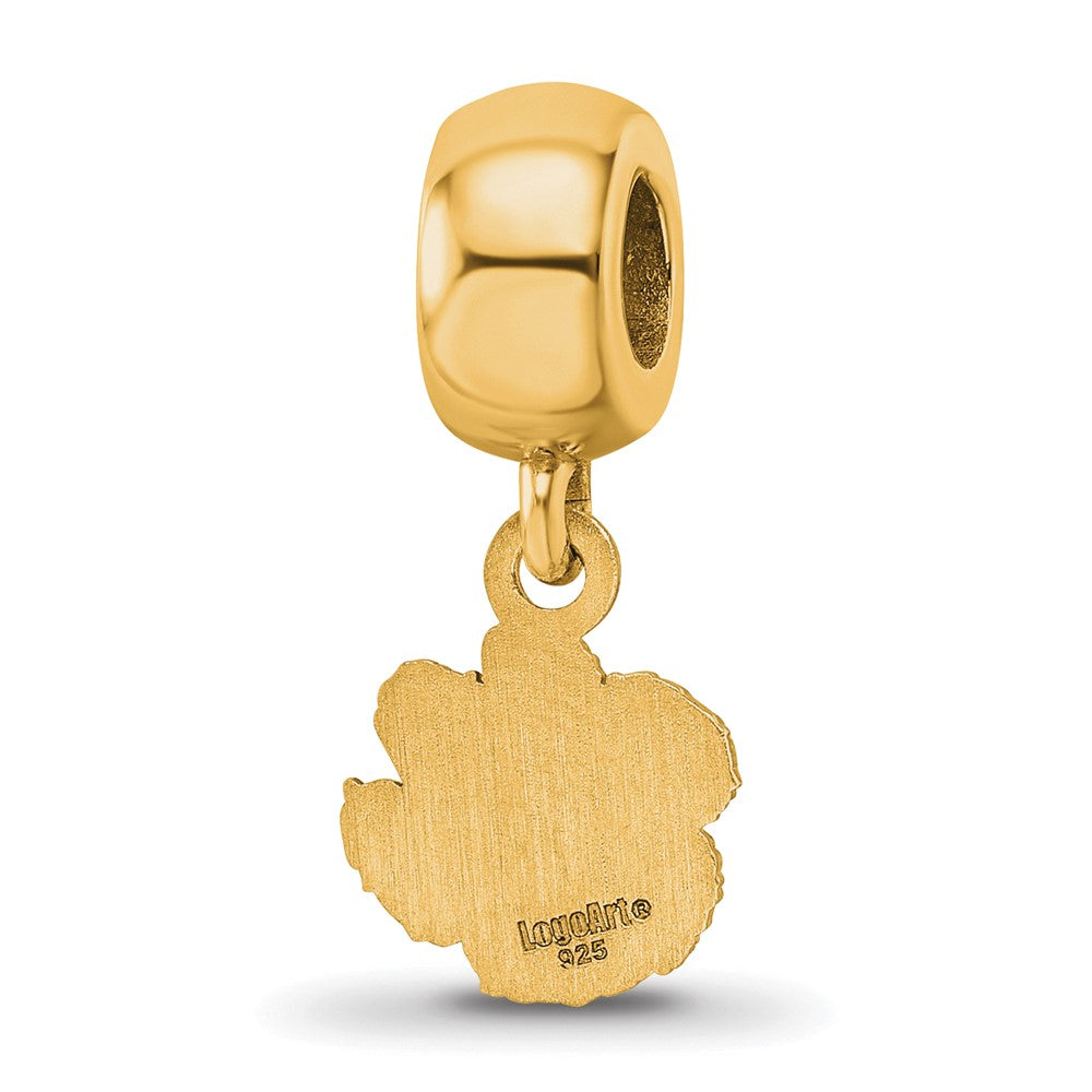 Sterling Silver Gold-plated LogoArt Clemson University Tiger Paw Extra Small Dangle Bead Charm