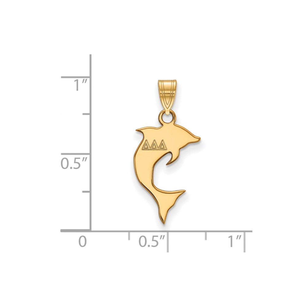 Sterling Silver Gold-plated LogoArt Delta Delta Delta Sorority Symbol Small Pendant