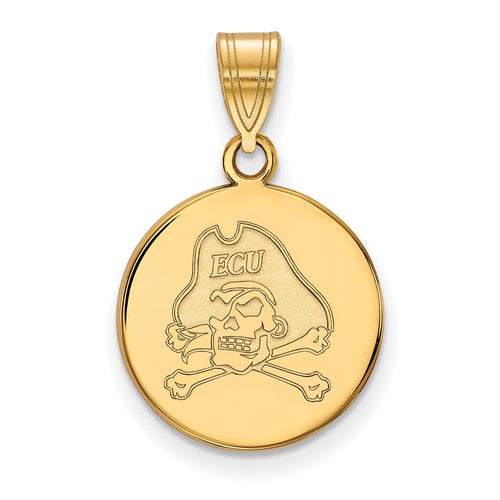 10k Gold LogoArt East Carolina University Pirate Medium Disc Pendant