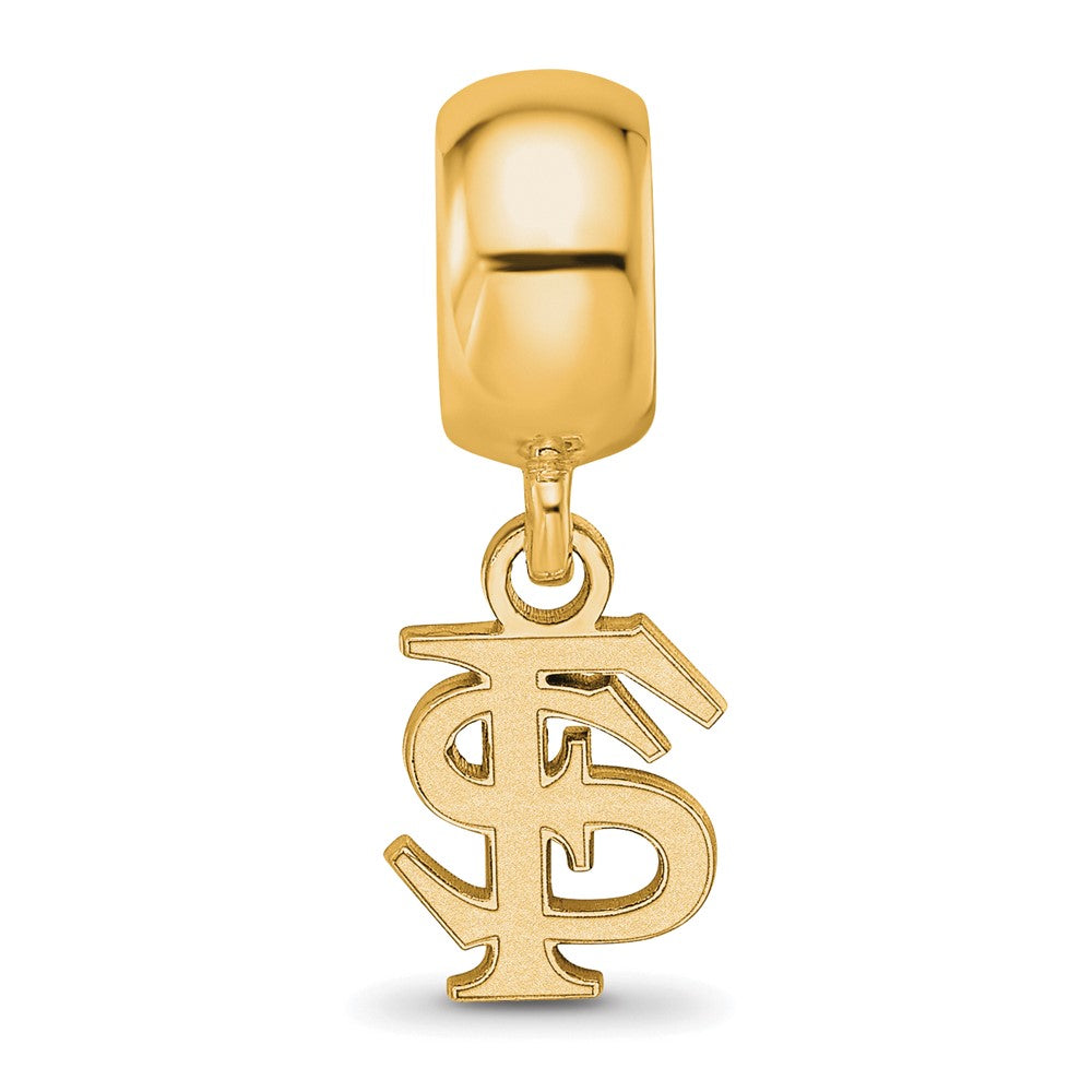 Sterling Silver Gold-plated LogoArt Florida State University F-S Extra Small Dangle Bead Charm