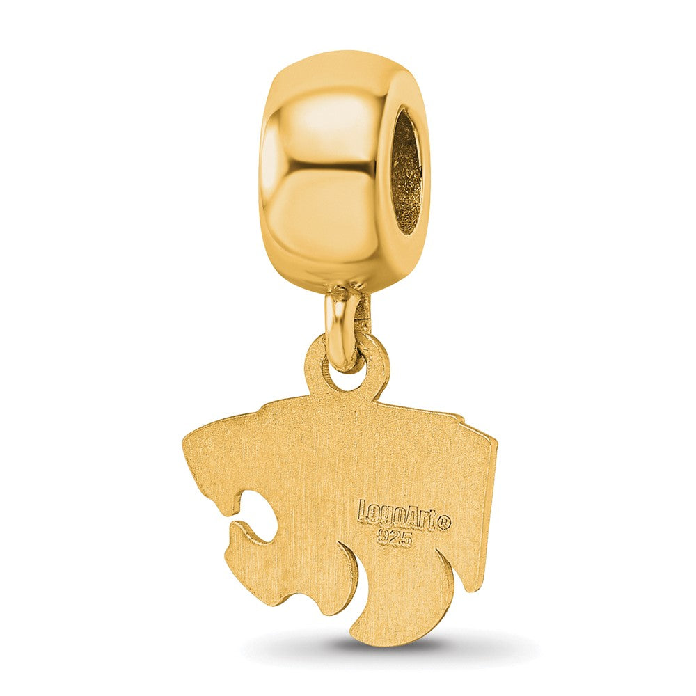 Sterling Silver Gold-plated LogoArt Kansas State University Wildcat Extra Small Dangle Bead Charm