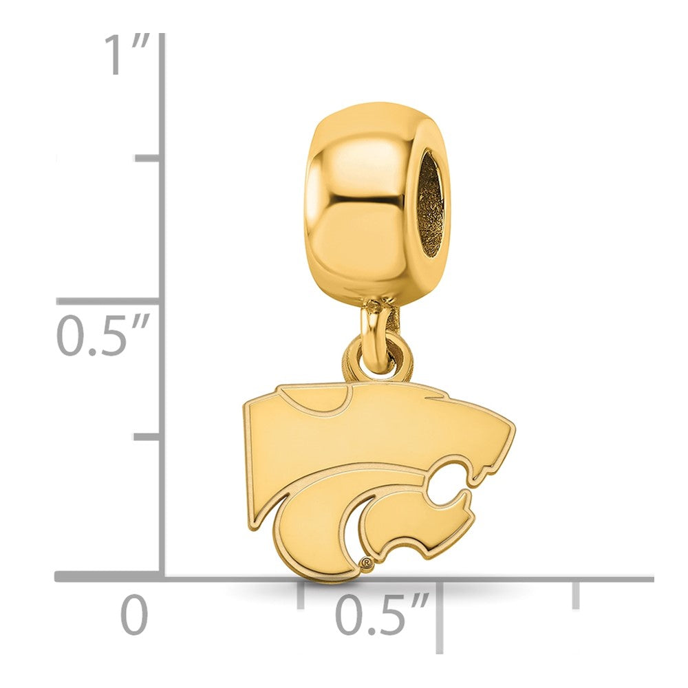 Sterling Silver Gold-plated LogoArt Kansas State University Wildcat Extra Small Dangle Bead Charm