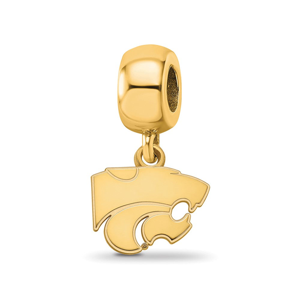 Sterling Silver Gold-plated LogoArt Kansas State University Wildcat Extra Small Dangle Bead Charm