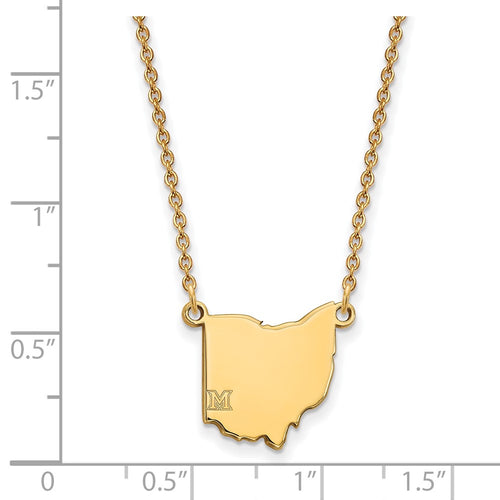 10k Gold LogoArt Miami University Ohio Shape 18 inch Necklace