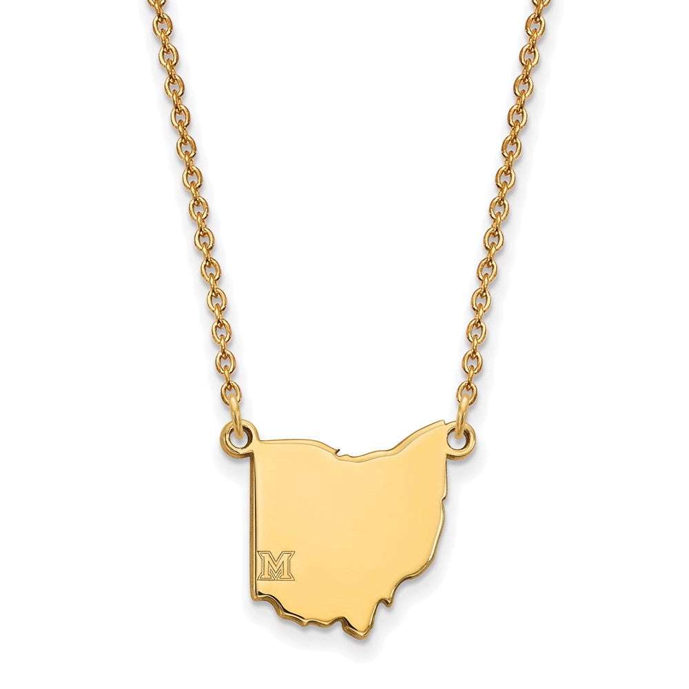 14k Gold LogoArt Miami University Ohio Shape 18 inch Necklace