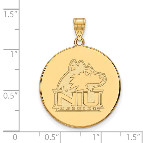 10k Gold LogoArt Northern Illinois University N-I-U Huskies Extra Large Disc Pendant