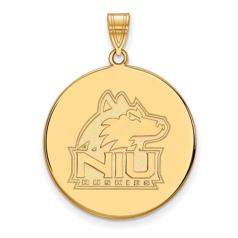 Sterling Silver Gold-plated LogoArt Northern Illinois University N-I-U Huskies Extra Large Disc Pendant