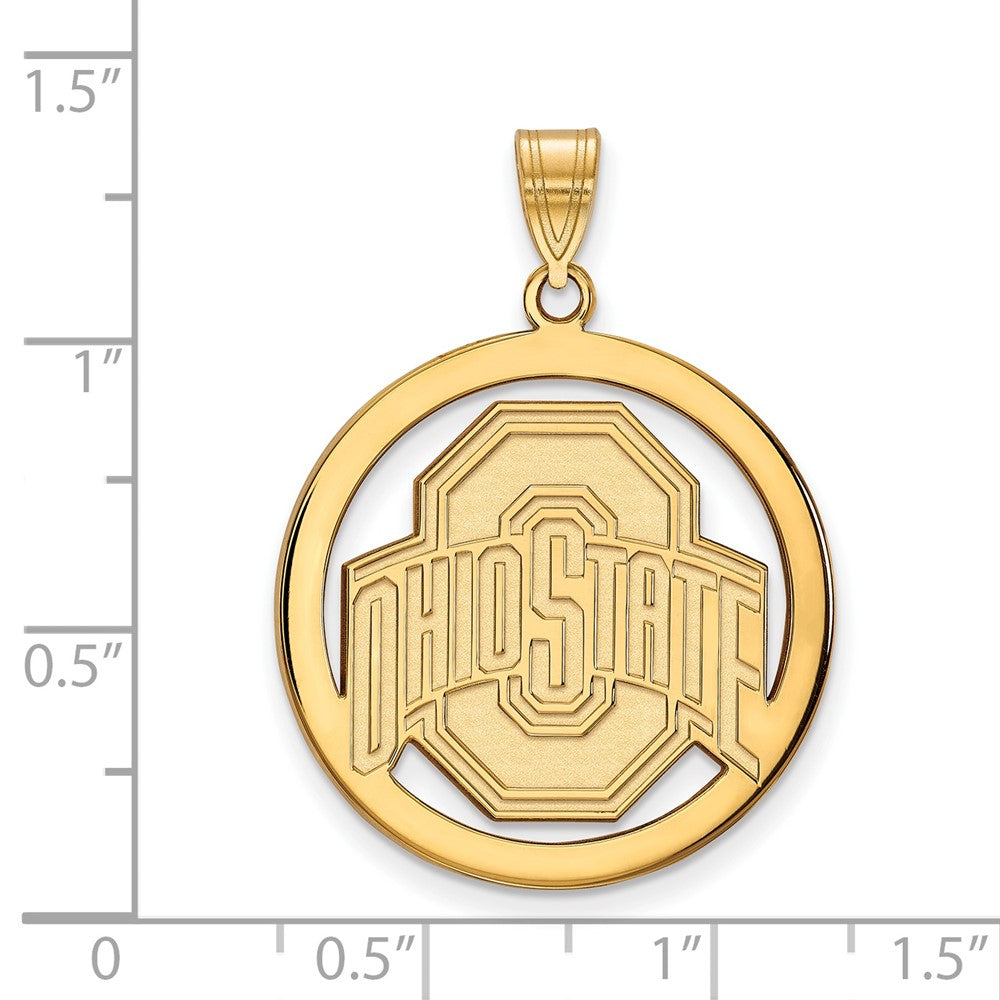 Sterling Silver Gold-plated LogoArt The Ohio State University Extra Large Circle Pendant