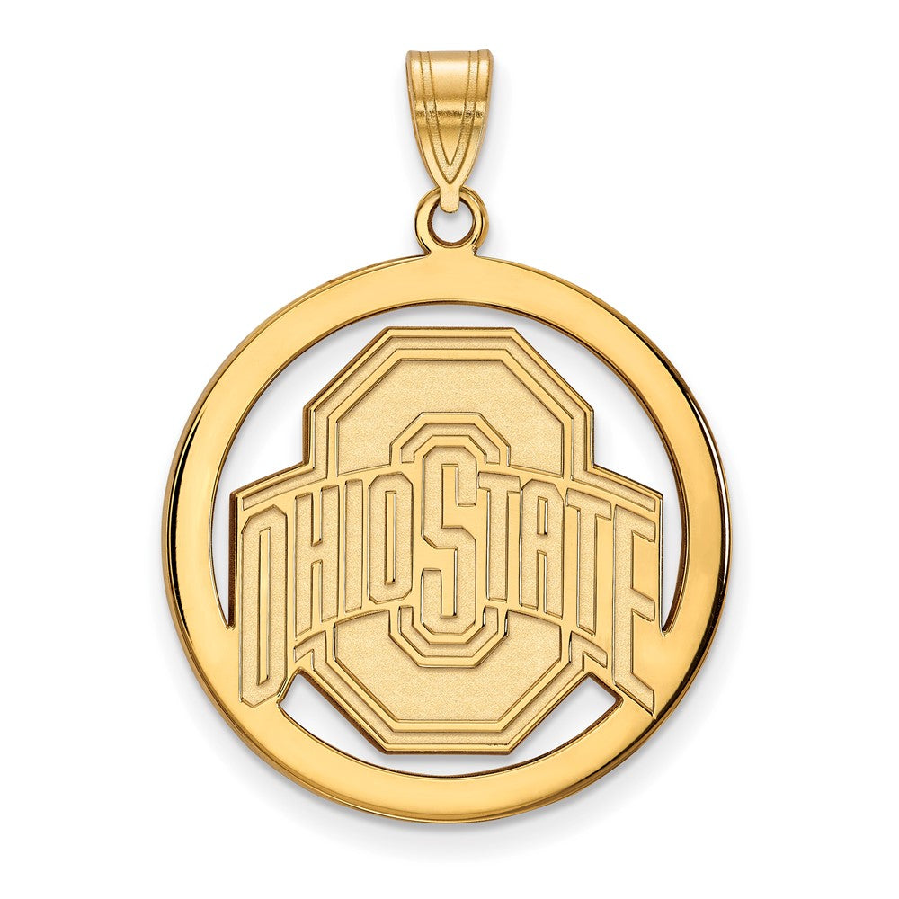 Sterling Silver Gold-plated LogoArt The Ohio State University Extra Large Circle Pendant