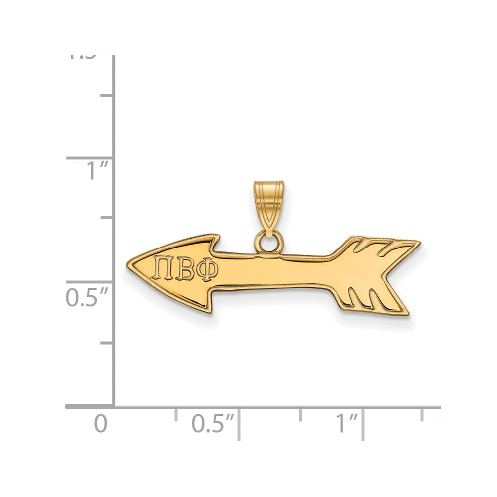 Sterling Silver Gold-plated LogoArt Pi Beta Phi Sorority Symbol Small Pendant