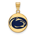 Sterling Silver Gold-plated LogoArt Penn State University Lion Medium Enameled Disc Pendant