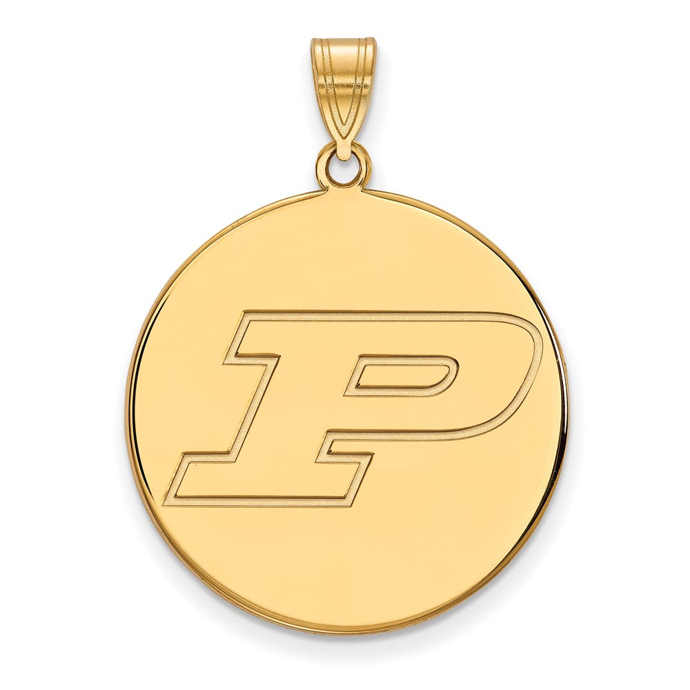 Sterling Silver Gold-plated LogoArt Purdue University Letter P Extra Large Disc Pendant